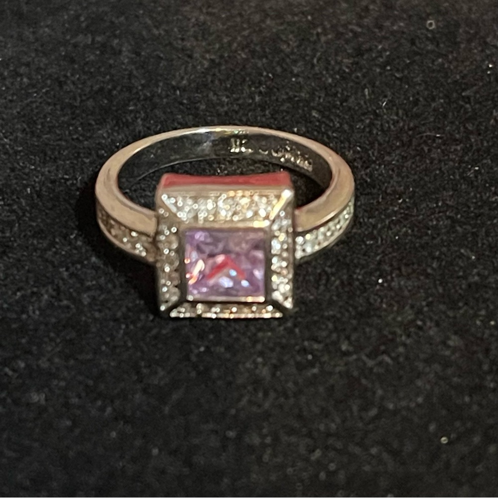 Lia Sophia "Dazzler" Square Halo Ring w/Lavender Cubic Zirconia 4.0ct Size 8